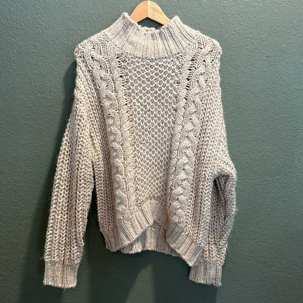 Chunky Knit Pullover Turtleneck Sweater | size XS